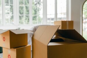 Cardboard boxes inside the house